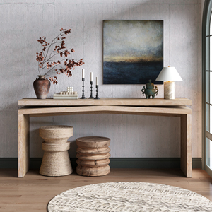Rustic Solid Wood Veneer Console <b>Table</b> 65 Inch Long Farmhouse Entryway Sofa <b>Table</b> For Living Room Hallway Behind Couch - Product Image 1