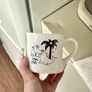 Wholesale Beach Theme Palm <b>Tree</b> Coffee Cup Ceramic <b>Mug</b> Custom Logo Printed - Product Image 3