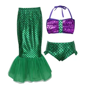 3PCS Kinder Mädchen Meerjungfrau Bade bekleidung Badeanzüge Bikini Fischschwanz Set 3-10Jahre