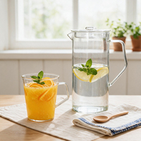 Carafe à eau en verre borosilicate transparent résistant à la chaleur de style nordique avec poignée angulaire, ensemble de vaisselle pour jus