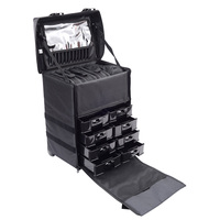 Valise à roulettes professionnelle en nylon souple pour coiffeurs et maquilleurs sacs et étuis à cosmétiques