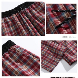 <span class=keywords><strong>Pantalon</strong></span> pour <span class=keywords><strong>homme</strong></span>, style rétro américain, à carreaux rouges, plissé, bicolore, coupe droite avec ourlet légèrement évasé - Product Image 6