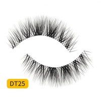 Cils en faux vison faits à la main, marque privée, classiques, couleur naturelle, bande en coton noir extra douce, 8-25MM