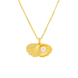Women's Fashion Micro-Inlaid Zircon Necklace <b>Titanium</b> Steel Shell Fresh Butterfly Pattern Simple Couple Clavicle <b>Chain</b> New Pearl - Product Image 5