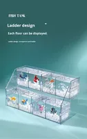 Bassin carré en plastique pour betta, multi-compartiments, aspect verre, pour bureau et salle à manger