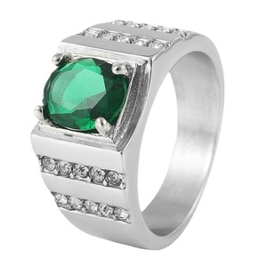 yunnique Stainless Steel <b>Ring</b> With <b>Black</b> Stone Prong Setting Geometric Design Unisex Fashion Jewelry Gift - Product Image 5