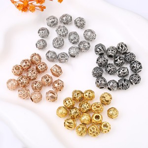 อุปกรณ์ตกแต่งลูกปัดสแตนเลสสีดำชุบทองคำสีกุหลาบ สำหรับทำสร้อยข้อมือ DIY ขนาด 8 มม. รูปทรงกลมลายฉลุ อุปกรณ์ทำเครื่องประดับ - Product Image 2