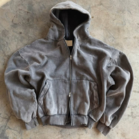 Sudadera con capucha personalizada para hombre, de peso pesado, oversize, con lavado ácido, efecto descolorido por el sol, estilo casual, corte holgado y recto, con doble cremallera, estilo urbano, lisa.