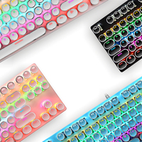 Clavier mécanique filaire pour jeux T-WOLF T75 avec 104 touches RGB programmables, anti-ghosting, axe cyan et panneau métallique