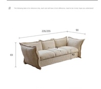 Canapé en bois style Wabi-sabi VONLIVA avec tissu en velours, design mobile trois places pour maisons d'hôtes et villas, sur mesure en ligne droite
