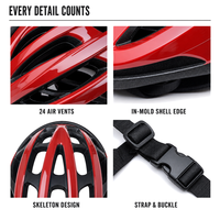 Casque de vélo KMS-HO99 In-Mold pour route et VTT, 24 aérations, léger (260g), pour adulte, avec support pour lunettes, pour VTT et vélo de route