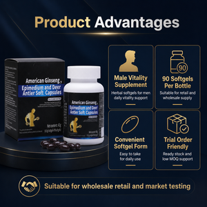 Complément de vitalité masculine : Capsules molles de ginseng américain, d'épimède et de panache de cerf pour hommes - Product Image 3