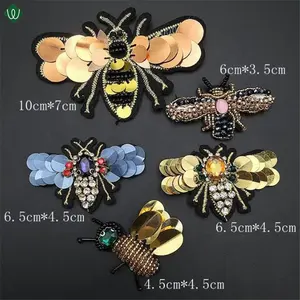 Patch personnalisé en strass, papillon, perles et paillettes pour vêtements, 1 pièce