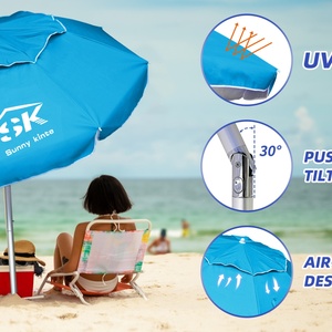 Wholesale Custom Cheap Promotional Umbrella UV protection Blue Portable Beach Parasols Outdoor Beach Umbrellas With Logo Prints - Product Image 3