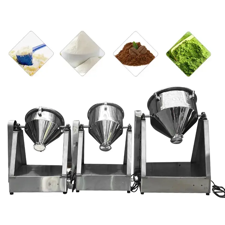 mixing food dry rotary machine stainless steel small rotating drum powder mixer