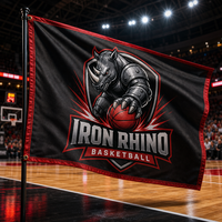 Bendera Iklan Persegi Panjang 3x5ft dengan Logo Kustom, Anti Kusut, Bahan Polyester Non-Woven, Cetak Digital, untuk Penggunaan Luar Ruangan, Perlindungan UV