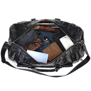 <span class=keywords><strong>Crazy</strong></span> Horse Sac de voyage de luxe en cuir véritable Duffel Bagages Week-end pour hommes - Product Image 5