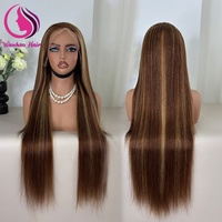 Perruque en cheveux humains de 30 pouces, couleur marron ombré 4/27, avec dentelle frontale HD 13x4, haute densité, ultra-lisse, et perruque frontale colorée 13x6