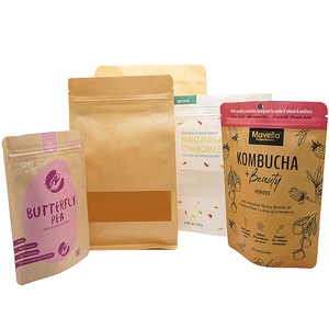 Bolsa de Papel Kraft Ecológica con Cierre Hermético y Ventana Transparente para Proteína en Polvo, Impresa Digitalmente y Personalizada - Product Image 1