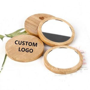 Grand miroir de poche naturel avec poignée pour salon de coiffure, miroir mignon pour hommes et femmes, cadeau promotionnel - Product Image 1