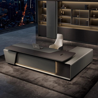 Bureau de direction moderne de luxe en forme de L, en bois, avec surface imperméable et résistante aux rayures, design modulaire extensible