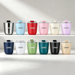 Gobelet de voyage isotherme en acier inoxydable à double paroi de 280 ml, avec couvercle transparent et logo personnalisé – 10ème édition mini tasse à café - Product Image 1