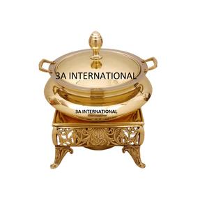 Best Quality Hotel Catering Food Warmer Serving Chafing Dish Embossed Design Metal Brass Chafing Dish Hot Food <b>Server</b> - Product Image 1