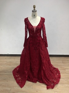 DKN108 <span class=keywords><strong>robe</strong></span> <span class=keywords><strong>de</strong></span> mère <span class=keywords><strong>de</strong></span> mariée élégante manches longues col en v organza dentelle perles grande taille musulman fête formelle robes d'invité <span class=keywords><strong>de</strong></span> mariage - Product Image 6