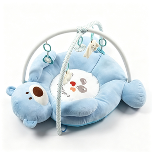 Tapis d'éveil personnalisé pour bébé avec jouets suspendus, tapis d'activité en peluche bleue pour le temps sur le ventre, rembourré en coton, unisexe - Product Image 2