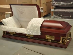 Cofano Funebre in Legno Massello di Ciliegio Stile Americano/Europeo, Capacità 100 kg, Colore Ciliegio Lucido, Personalizzabile, Durevole per Funerali di Neonati e Adulti - Product Image 3