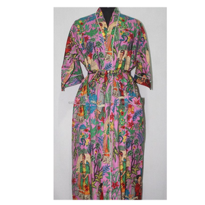 Kahlo เสื้อคลุมพิมพ์ลาย,ชุดเดรสลำลองแฟชั่นชายหาดทำจากผ้าฝ้าย - Product Image 5