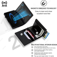 Porte-Cartes de Crédit Anti-RFID Homme, Portefeuille de Luxe Pop-up Fin Minimaliste, Étui Porte-Cartes Bancaires Noir pour Hommes