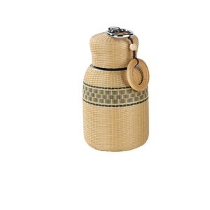 Handmade Bamboo Woven Stainless Steel Vacuum Flask Travel Portable <b>Thermos</b> New Chinese Style Round Design 304 Material - Product Image 5