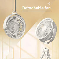 Longbank Wholesale 360 °   Ventilateur portable rotatif pour poussette de bébé, mini ventilateur de voyage pour bébé, 2000 mAh, petit ventilateur personnel rechargeable