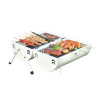 Barbecue portable double face pour extérieur, support pliable anti-rouille, revêtement en poudre, pour usage domestique