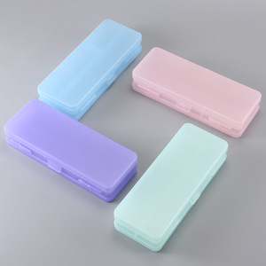 Transparent Frosted Plastic Pencil Case with Magnetic Snap Closure for <b>School</b> and Office Use in Pastel Colors - Product Image 3