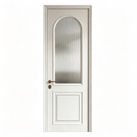 Porte battante simple en verre dépoli pour salle de bain, portes de séparation françaises modernes en aluminium avec vitrage arqué