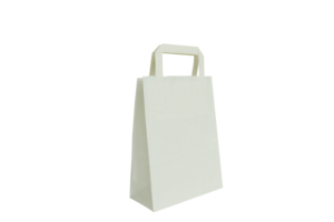 Made In Italy Carte Dozio Brand <b>White</b> Kraft Shopper Flat Handle Size 22+10X29 cm Pack Of 25 Pieces Shopping Retail <b>Paper</b> Bag - Product Image 3