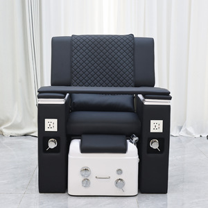 Nouveau mobilier de salon de manucure noir moderne, fauteuil de pédicure de luxe avec spa pour les pieds et massage du dos - Product Image 2