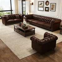 Ensemble de canapés de luxe de style américain, meubles en cuir pour salon, ensembles de canapés modernes de luxe en ligne droite