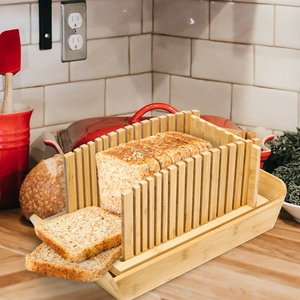 GL tre gỗ có thể gập lại bánh mì Slicer nhỏ gọn bánh mì cắt hướng dẫn với Crumb Catcher khay cho bánh mì tự chế - Product Image 6