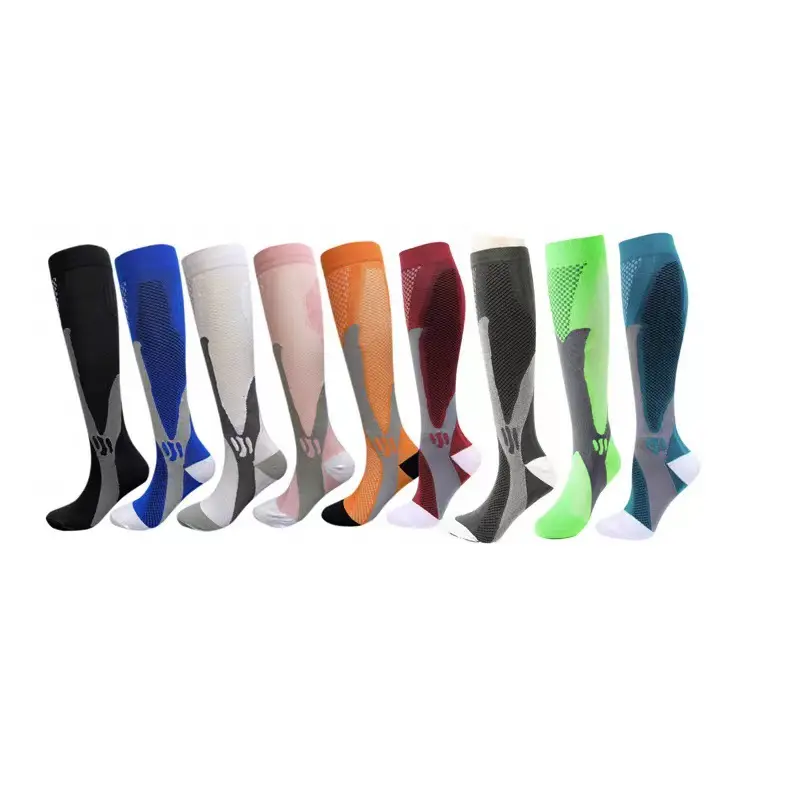 Chaussettes de compression magique de sport, couleur unie, cyclisme en plein air, chaussettes de sport de Golf, bas pour hommes et femmes