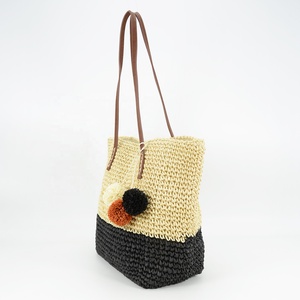 Bolso de mano de playa con cuentas de madera Retro para mujer, bolso de hombro abierto de verano grande, Correa OEM importado, tejido de paja, tendencia de moda para niñas - Product Image 3