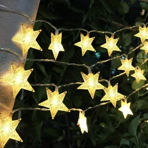 Ghirlande da giardino a ghirlande natalizie a cinque stelle Super luminose ad energia solare di fabbrica