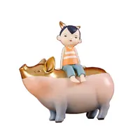 Karikatür pembe domuz hayvan bebek oyuncak modeli heykeli heykelcik süs el sanatları