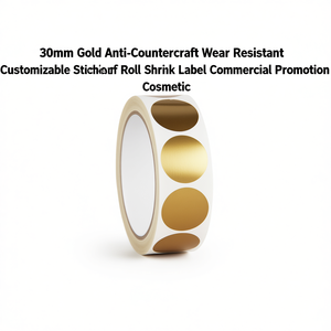 30mm Gold Anti-Counterfeit Wear Resistant Customizable Scratch off Sticker Roll Paper Shrink <b>Label</b> Commercial Promotion Cosmetic - Product Image 1