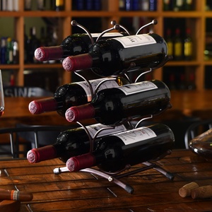 Étagère de rangement pour 6 bouteilles de vin de style américain Étagère de présentation détachable rouge pour armoire à vin Porte-vin décoratif pour la <span class=keywords><strong>cuisine</strong></span> - Product Image 2