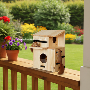 Mangeoire suspendue en bois pour écureuils, boîte de rangement <span class=keywords><strong>d</strong></span>'extérieur pour noix avec fenêtre <span class=keywords><strong>d</strong></span>'observation, mangeoire pour animaux sauvages - Product Image 5