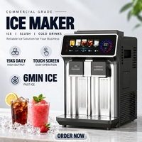 Machine Commerciale 3-en-1 pour Fabrication de Glace, Granita et Distributeur d'Eau Froide 15KG/24H 110V/220V Automatique