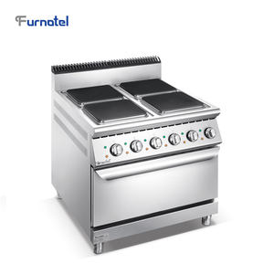 Heavy-Duty Hot Plate Cooker Commercial Electric Ranges with 4 Boiler Top Sections (Square Plates) and Oven